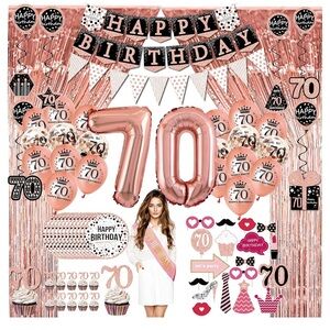 70th Rose Gold Birthday Party Decoration Set